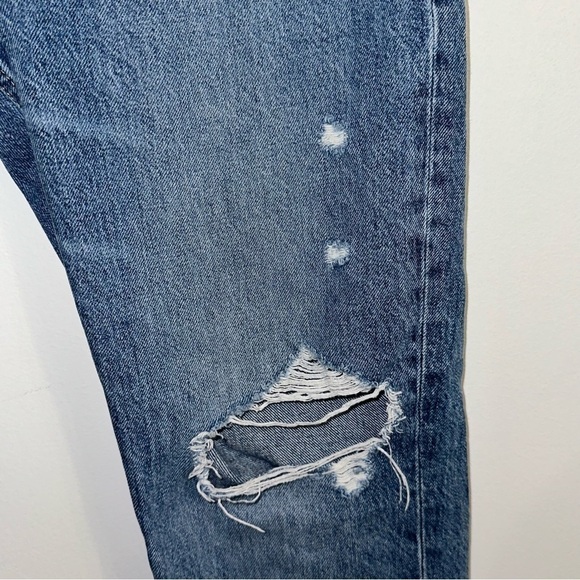 EVERLANE Women's 27 Regular Distressed Frayed Hem Blue Crop The Cheeky Jean - Picture 6 of 10